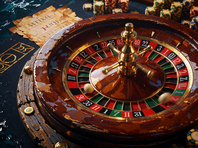 Poleret mahogni-roulettehjul set ovenfra med en elfenbenskugle i bev&aelig;gelse - kategorien live casino
